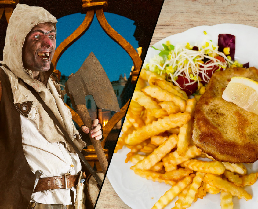 Der Kerkermeister mit Axt und ein leckeres Abendessen