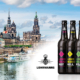 Bierrundgang Dresden, Bildcollage Dresdner Altstadt und 3 Flaschen Lohrmanns Bier